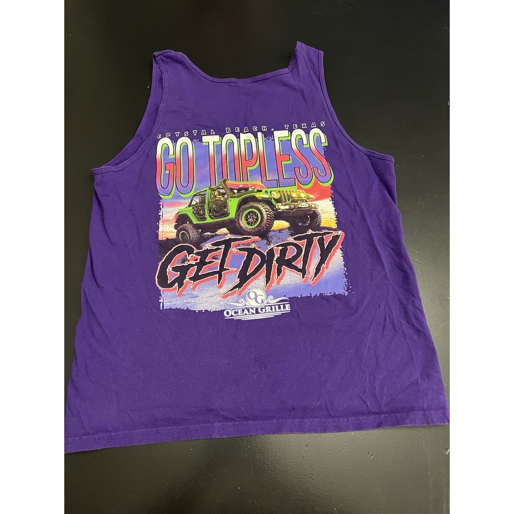 Gildan Jeep Go Topless Get Dirty Crystal Beach TX Sleevless Muscle Tee Unisex M